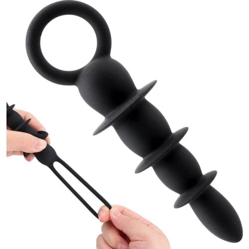 Anal Plug Vagina Anal Massager G-spot Stimulate Anal-plug Ring Butt Plug Silicone Sex Toys for Men Women Backyard Pull Beads