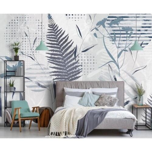 Custom 3D mural wallpaper modern minimalist geometric mosaic leaves Nordic living room TV background wall