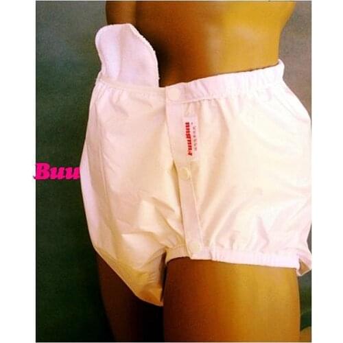 Free Shipping FuuBuu2214-WHITE-XL adult diapers non disposable diaper plastic diaper pants PUL abdl