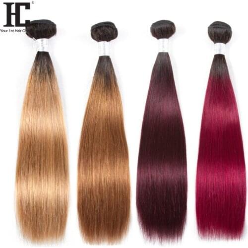 Brazilian Straight Hair 1/3/4 Bundles Ombre Straight Hair Bundles 1B/27 30 99j Burgundy Remy Ombre 100% Human Hair Weave Bundles