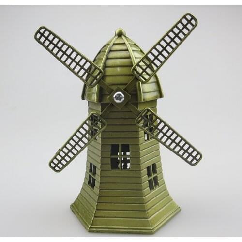 Retro Bronze Windmill Model Figurine Home Decor Gifts Desktop Decoration