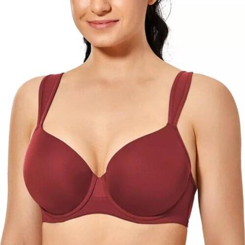 Plus Size WomenPush Up Bra Lightly Lined Full Coverage Underwire Comfort Strap Seamless Minimizer Bra Female Lingerie 40 DD E F
