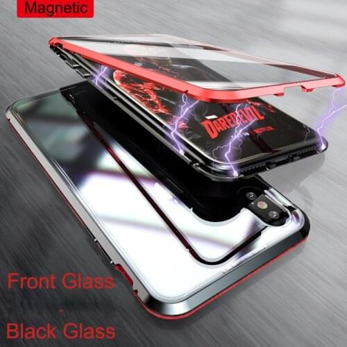 For iphone X XS Max Front and Back Glass Case 360 Full Body Magnetic Case for iphone XR 7 8 Plus Tempered Glass Metal Cover