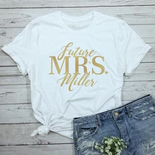 Custom Future Mrs t-shirt gold bride tee glitter engagement gift wedding bachelorette party shirts fashion funny team bride tops