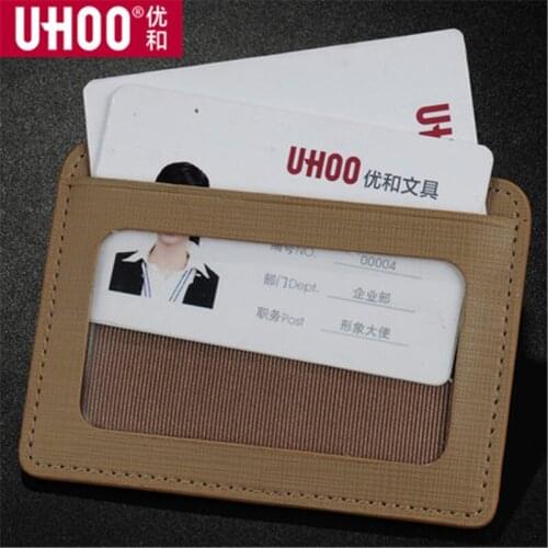 ID Card Holder Leather Tag Badge cortical horizontal and vertical type work card certificate lanyard bus card 6801-06