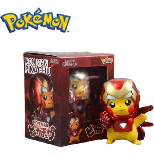 Pokemon Tomy Marvel Lron Man Pikachu COS Avengers Thanos Gloves Dolls Toy Action Figure Anime PVC Model Birthday Kawaii Gift