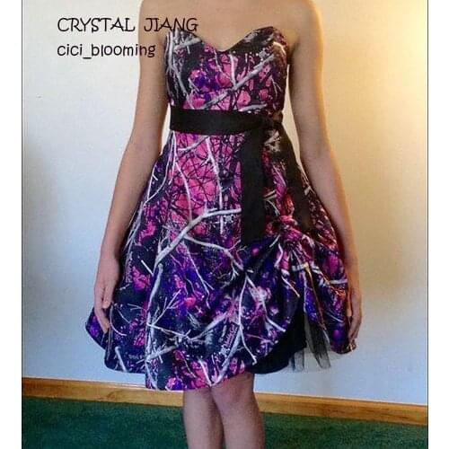 Muddy Girl Camo Prom Dresses Short Sweatneckline Formal Gown Wedding
