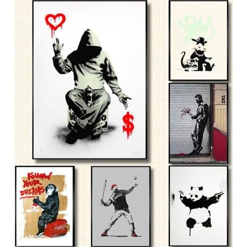 Banksy Street Graffiti Art Canvas Painting Wall Poster Nordic Classic Home Decoration No Frame Picture For Living Room Cuadros