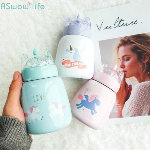 Fresh Unicorn Mini Pink Cute Stainless Steel Thermal Cup Small Cup Vacuum Water Bottles Thermos Insulated Belly Cups Children