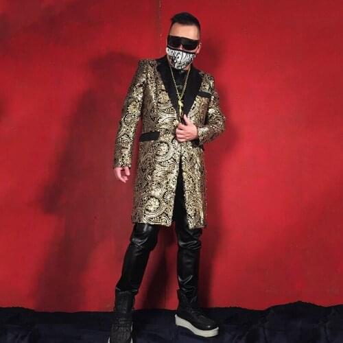 Fahion Shiny Pattern Jacket Hip Hop Clothes DJ Cool Jazz Dance Costume Nightclub Coat Stage Costume Jazz Dance Wear VDB1904