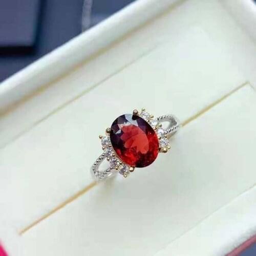 Natural Garnet Gemstone S925 Luxury Ring Fine Fashion Jewelry for Weddings Parties Free Shipping MeibaPJFS