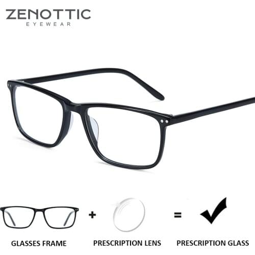 ZENOTTIC Acetate Prescription Glasses Men Rectangle Photochromic Anti-Blue-Ray Lens Eyewear Optical Hyperopia Myopia Eyeglasses