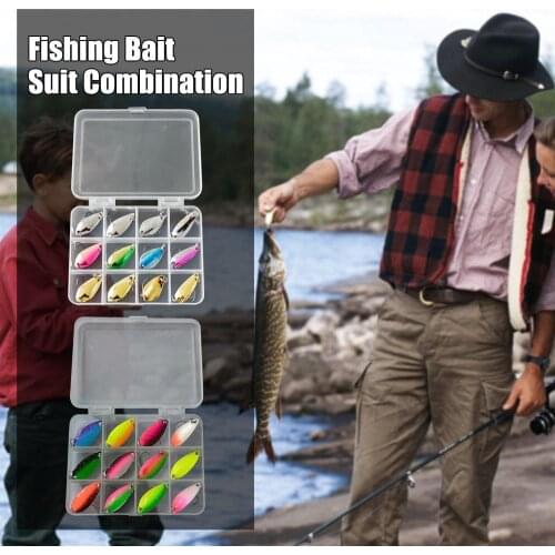 Luya Bait Set 12pcs mixed 3g/4.5g/5g Fishing Box Metal Bait Spoon Lure Set Trout Lure Fishing Tackle