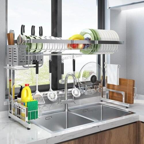 Stainless steel sink drain rack kitchen rack dish rack knife holder household kitchenware storage rack tableware filter rack