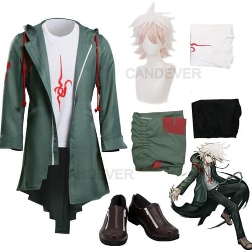 Super Danganronpa 2 Nagito Komaeda Cosplay Jacket T-shirt pants shoes wig full set Halloween Costumes for Men Adult Anime women