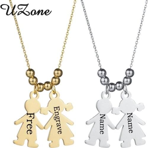 UZone New Custom Boy & Gril Necklace Stainless Steel Engrave Name Necklace Lovers Gift