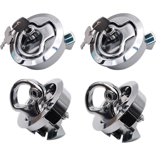 4pcs Flush Mount Hatch Flush Pull Latch Marine Lock with Key Stainless Steel Camper Car RV Door push Lock Key for Boat Yacht