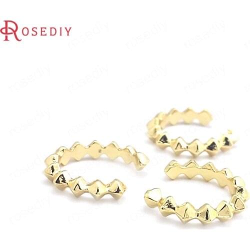 40408)10PCS 12.5-13MM Width 2.5MM 24K Gold Color Brass Earring Clip Loop Jewelry Making Supplies Diy Findings Accessories