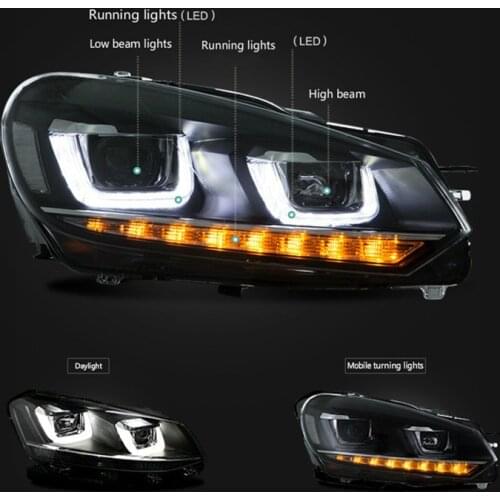 1SET for 08-14 Volkswagen Golf six headlight Golf 6 refitting LED headlamp