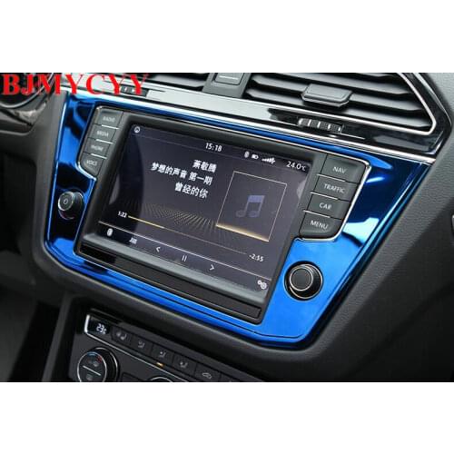 BJMYCYY 1PCS Stainless steel decorative box car central navigation panel For Volkswagen Tiguan 2017 Tiguan L
