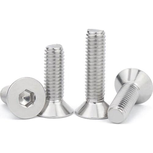 1pcs M16 316 stainless steel Allen countersunk screws hex socket flat head screw mechanical fasten bolt DIN7991 12mm-80mm long