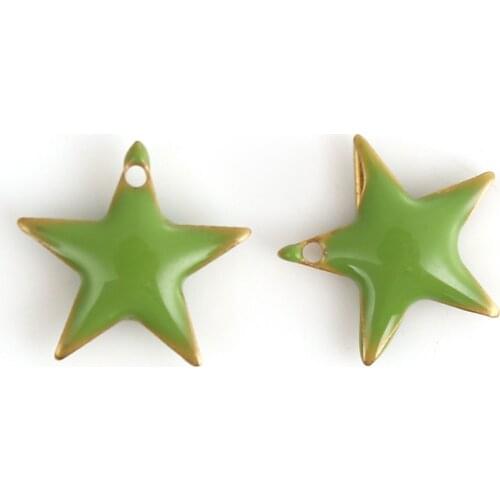 10 PCs Star Copper Enamelled Sequins Charms Pentagram Star Enamel Pendants Gold Color For DIY Jewelry Making 12mm x 11mm