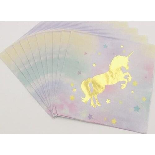 10pcs/pack 33cm*33cm Unicorn Rainbow Paper Napkins For Event & Party Decoration Tissue Decoupage Servilleta