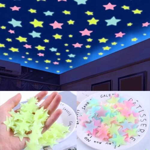 100pcs Luminous Wall Stickers Glow In The Dark Stars Sticker Decals for Baby rooms Colorful Fluorescent Wall Stickers Home decor