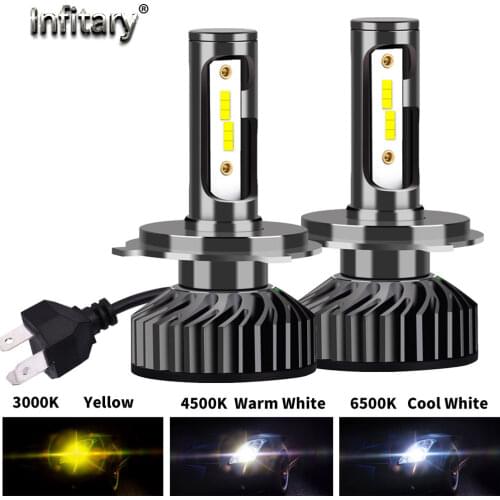 2Pcs Car Led H7 H4 Running Headlights Bulb Canbus H1 H3 H11 H13 HB3 HB4 1860 Chips 6500K 4500K 3000K 90W 16000 Lm Auto Fog Lamp