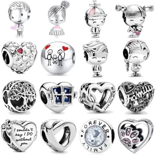 2021 Fashion Boy and Girl Forever Family Tree Love Heart Beads Fit Original Pandora Charms Silver 925 Bracelet Diy Women Jewelry