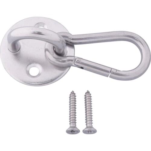 304 Stainless Steel M6 Round Pad Eye Plate U-shaped Hook Mount with Carabiner