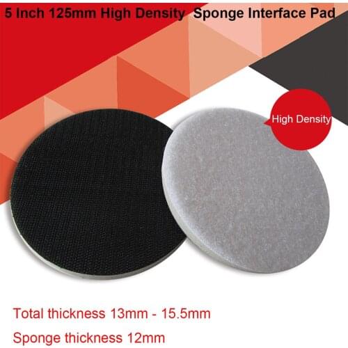 5 Inch High Density Interface Pad 125mm Sponge Cushion Pad Hook and Loop Sanding Discs Buffer Sponge for Uneven Surface Polishin