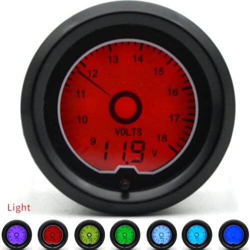 2" 52mm Voltage Gauge 7 Color Racing Gauge LCD Digital Display Car Meter Multiple Colors