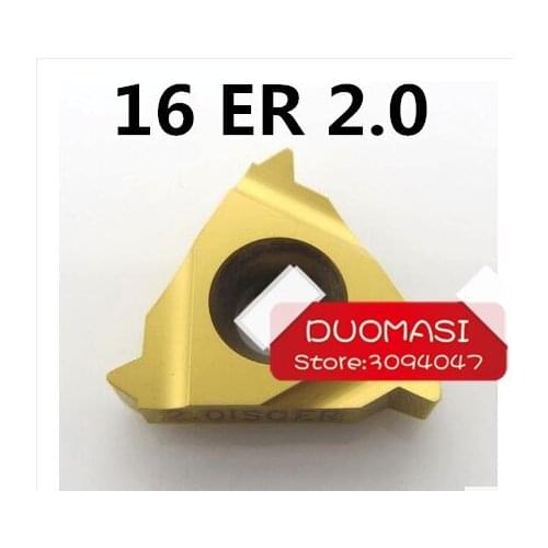 Free Shipping 16ER 2.0ISO External Indexable Tungsten Carbide Threading Lathe Inserts for SER Threaded Lathe Holder
