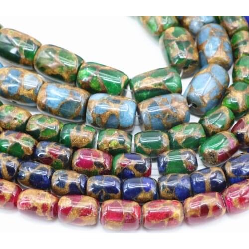 Multicolor Loose Bead Jewelry Making Golden Sand Stone Barrel Shape Beads Diy Necklace Bracelet 10x12 10x14 13x18mm 15inch B3307
