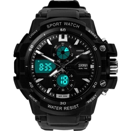 Dual Movement Sports Watches Men Electronic Digital Analog Shockproof Silicone Watch Waterproof Wristwatches for Mens SKMEI