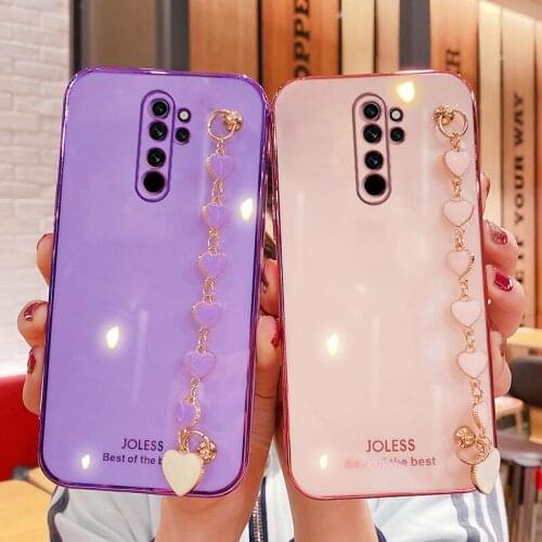 Wrist Chain Love Heart Phone Case For Xiaomi Redmi Note 8 Pro Luxury Camera Protective Cover For Redmi Note8 Pro 8A Redmi8 Case
