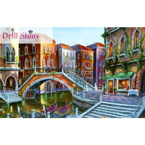 CNA 5D DIY Diamond Painting Full MosaicRound Rhinestone Bridge Landscape Diamond Painting Cross Stitch Wall Painting Home Decor