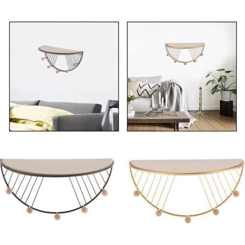 Iron Wood Wall Decoration Shelf Storage Rack Hanging Basket for Bedroom Living Room Organizer Floating Metal Wire Display Shelf