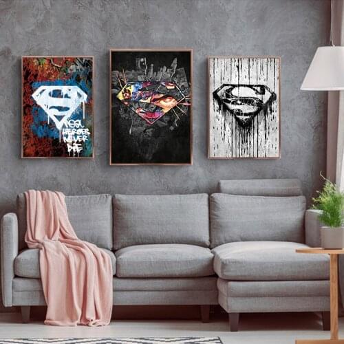 DDWW Big Size Movies Wall Art Canvas Painting Superhero Logo Oil Painting Art Wall Picture for Home Decor Poster