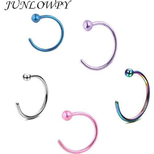 JUNLOWPY Plated Titanium Nose Ring Hoop Ball Nose Ring Piercing Nariz Piercing Nez Sexy Body Jewelry Nose Stud