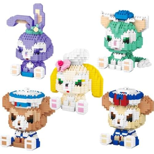 Hot Disneyland classic StellaLou rabbit Gelatoni cat ShellieMay Duffy bear Cookie dog figures bricks micro diamond blocks toys