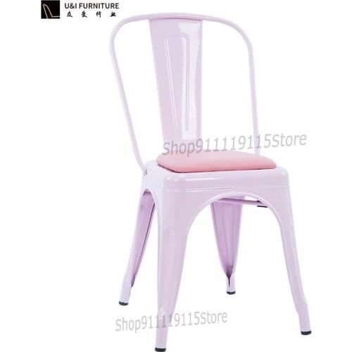 Metal Iron Back Dining Chair Loft Industrial Iron Chair Simple Chair Can Be Stacked And Used Outdoor Tolix Chair