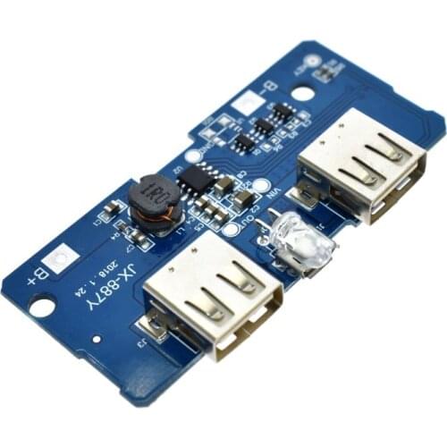 5V 2A 18650 Power Bank Charger Module Charging Circuit Board Step Up Boost Power Supply Module Dual USB Output 1A Input