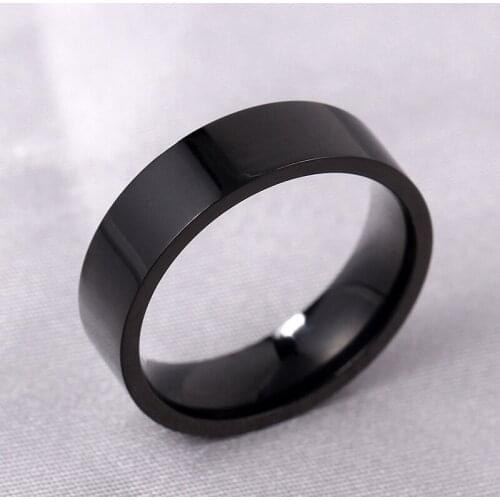 MANGOPIE6mm Black 316 Titanium Stainless Steel Ring for Men and Women