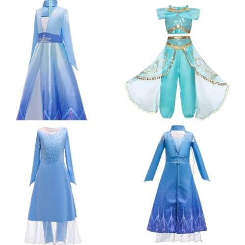2021 Newest Cosplay Costume For Girls Lace Cloak Long Sleeve Dress With Pants For Kids Halloween Clothes For Children