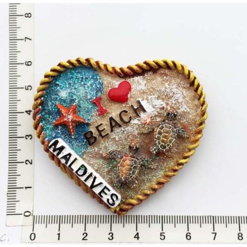 Beach Holiday,Maldives)Fridge Magnet,Creative Travel Commemorate 3D Ornaments Magnetism Resin Material Refrigerator Stickers
