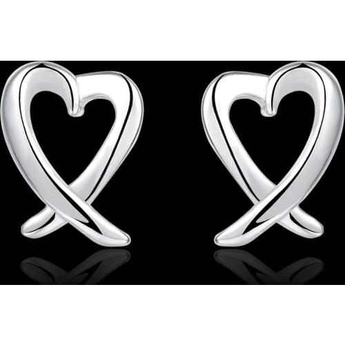 Hot popular 925 Sterling Silver Creative heart Earrings stud for women Fashion Christmas Gifts classic party wedding Jewelry