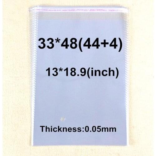 200 X Thickness 0.05mm Self Adhesive Seal OPP Bag-Reusable High Transparence Plastic Bag Fabric Clothing T-shirt Bags 33*48cm