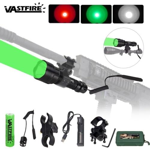 5000 Lumen Q5/T6 LED Red/Green/White Tactical Flashlight Hunting Torch Waterproof Outdoor Lanterna 18650 Battery Remote Switch